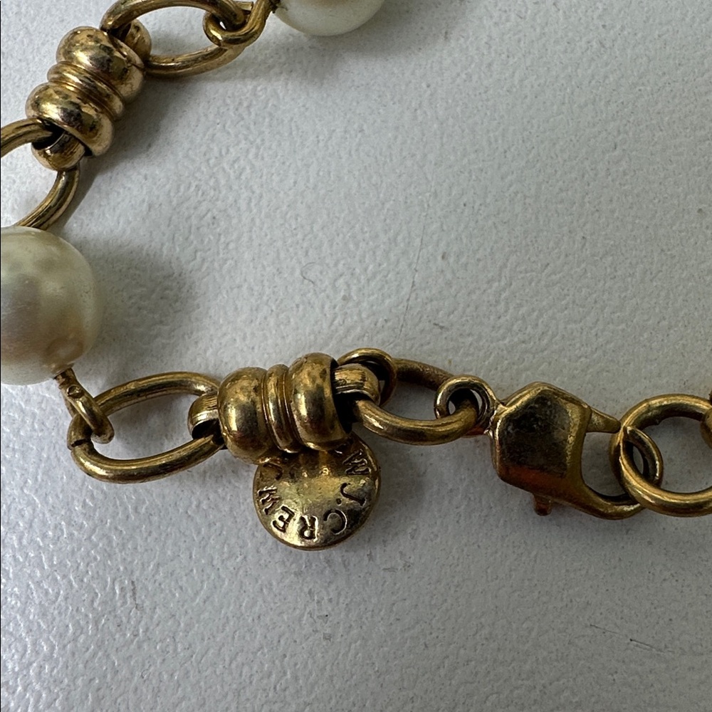 J.Crew Gold Pearl Station Long Necklace - Elegant Pearl Chain - Picture 2 of 5